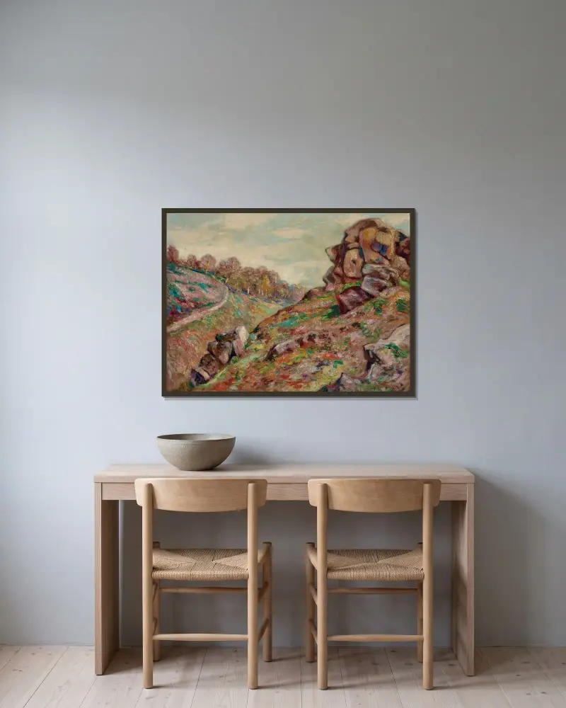 Sédelleflodens höjd, landskap från Creuse av Armand Guillaumin inramad på en vägg