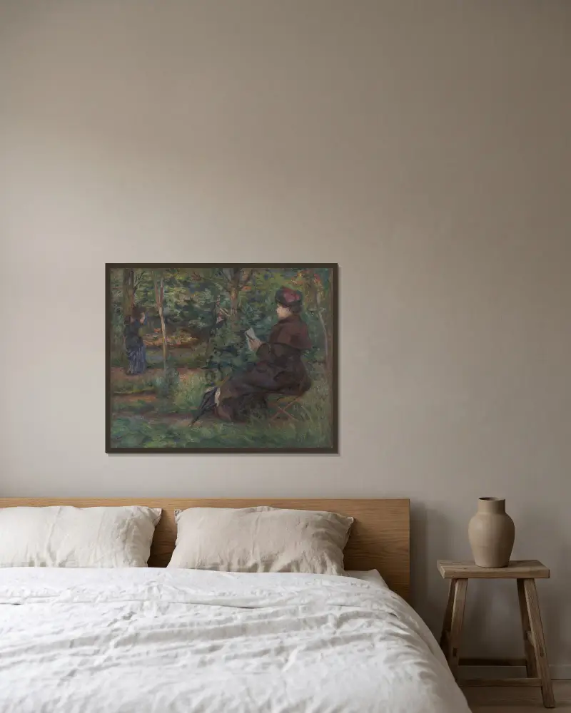 I trädgården av Armand Guillaumin inramad på en vägg