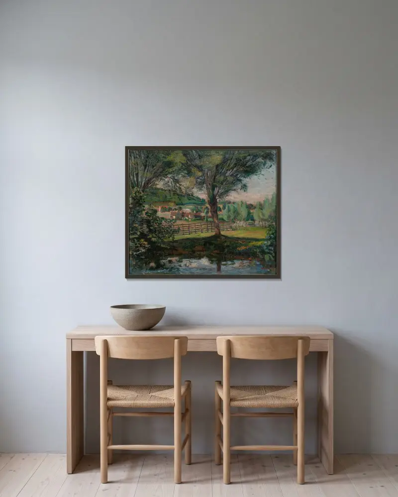 Pilgrodammen, Île-de-France av Armand Guillaumin inramad på en vägg