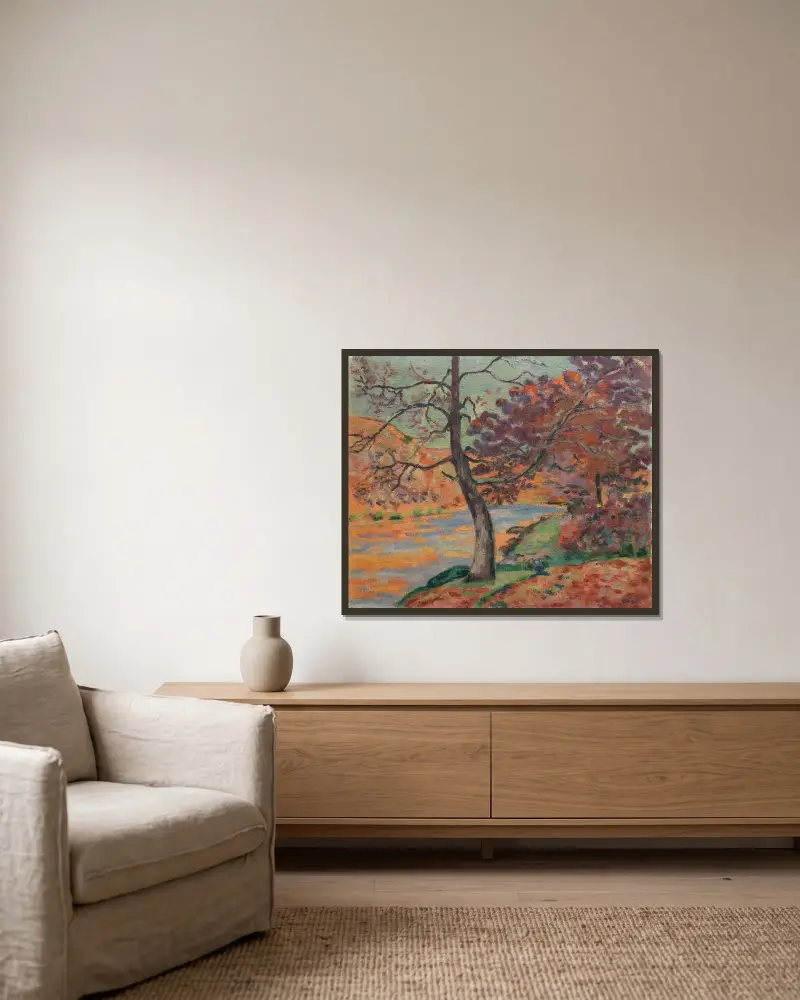 Ekoklippan vid Crozant av Armand Guillaumin inramad på en vägg