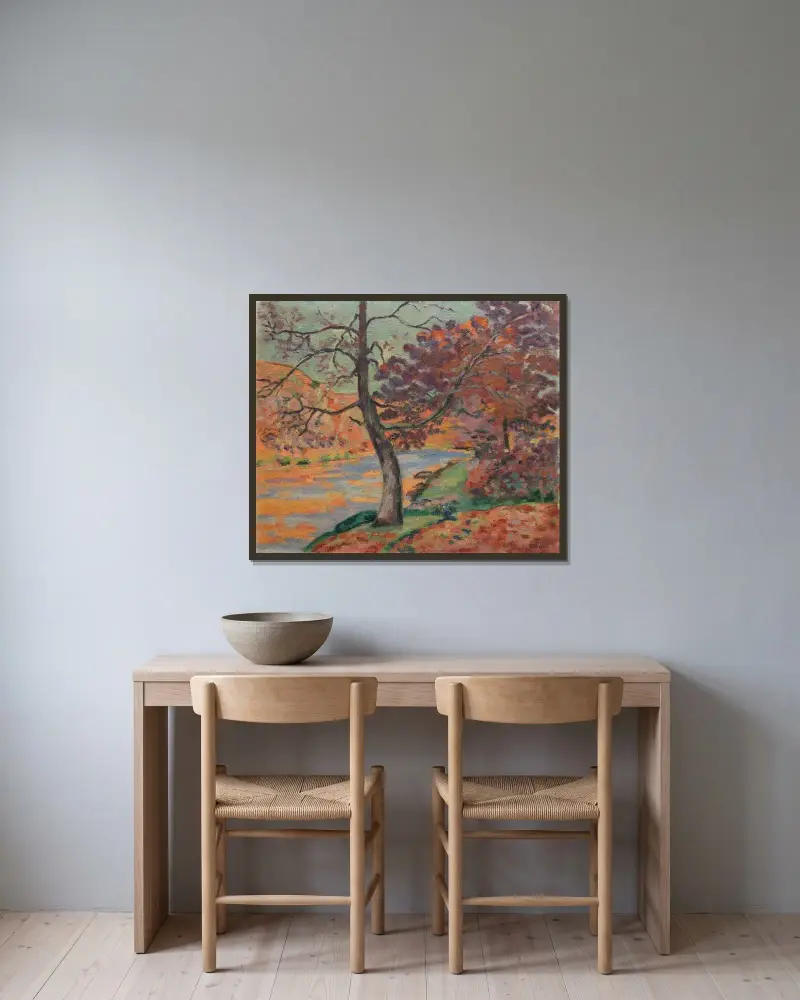 Ekoklippan vid Crozant av Armand Guillaumin inramad på en vägg
