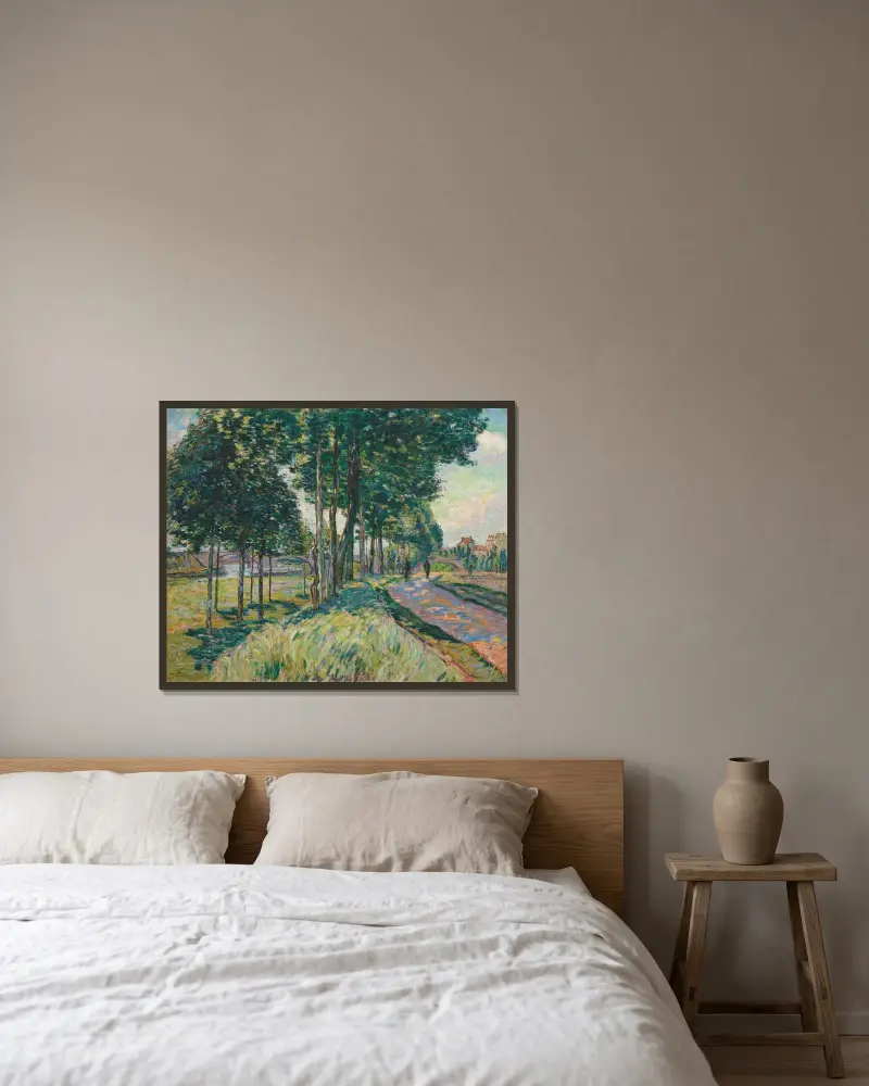 Seine vid Charenton av Armand Guillaumin inramad på en vägg