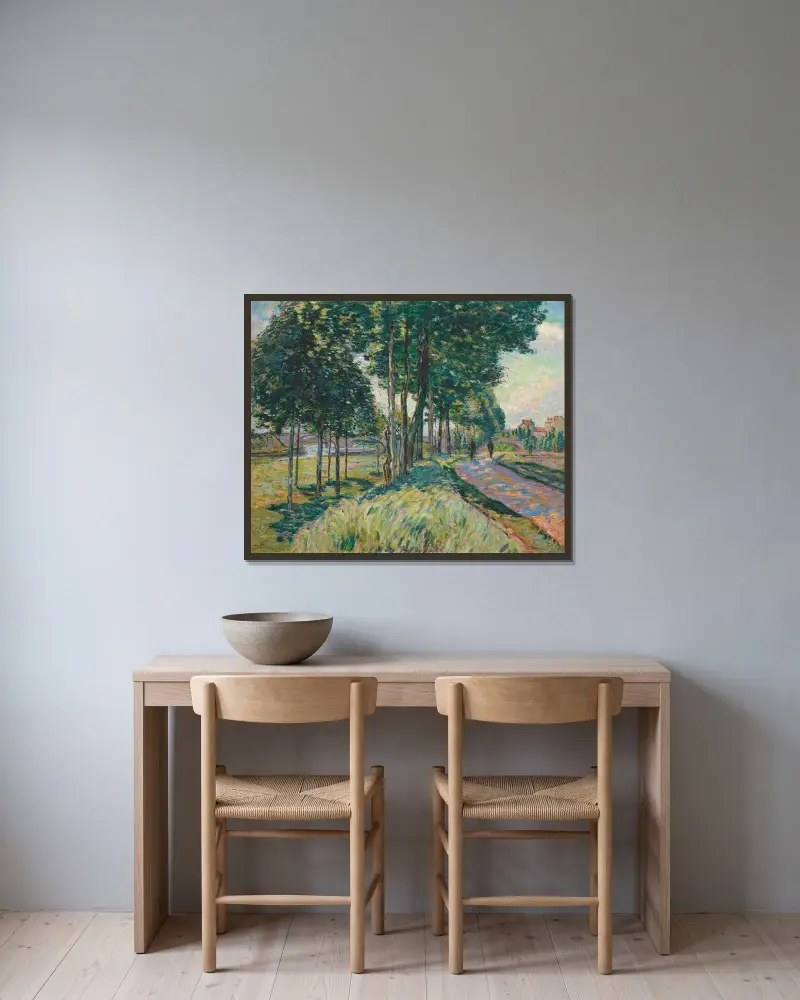 Seine vid Charenton av Armand Guillaumin inramad på en vägg