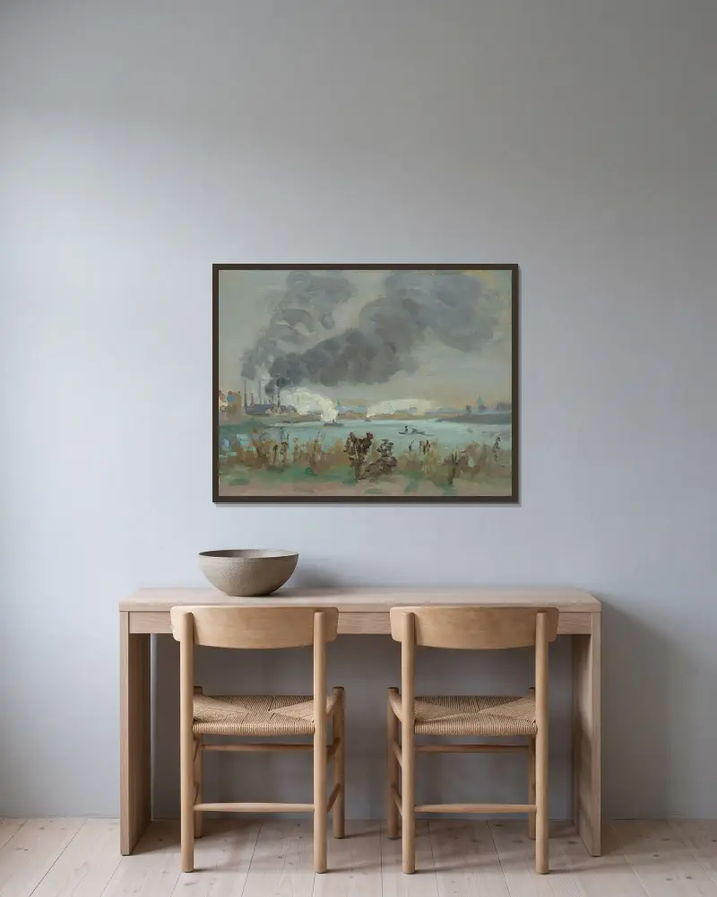 Seine vid Ivry av Armand Guillaumin inramad på en vägg