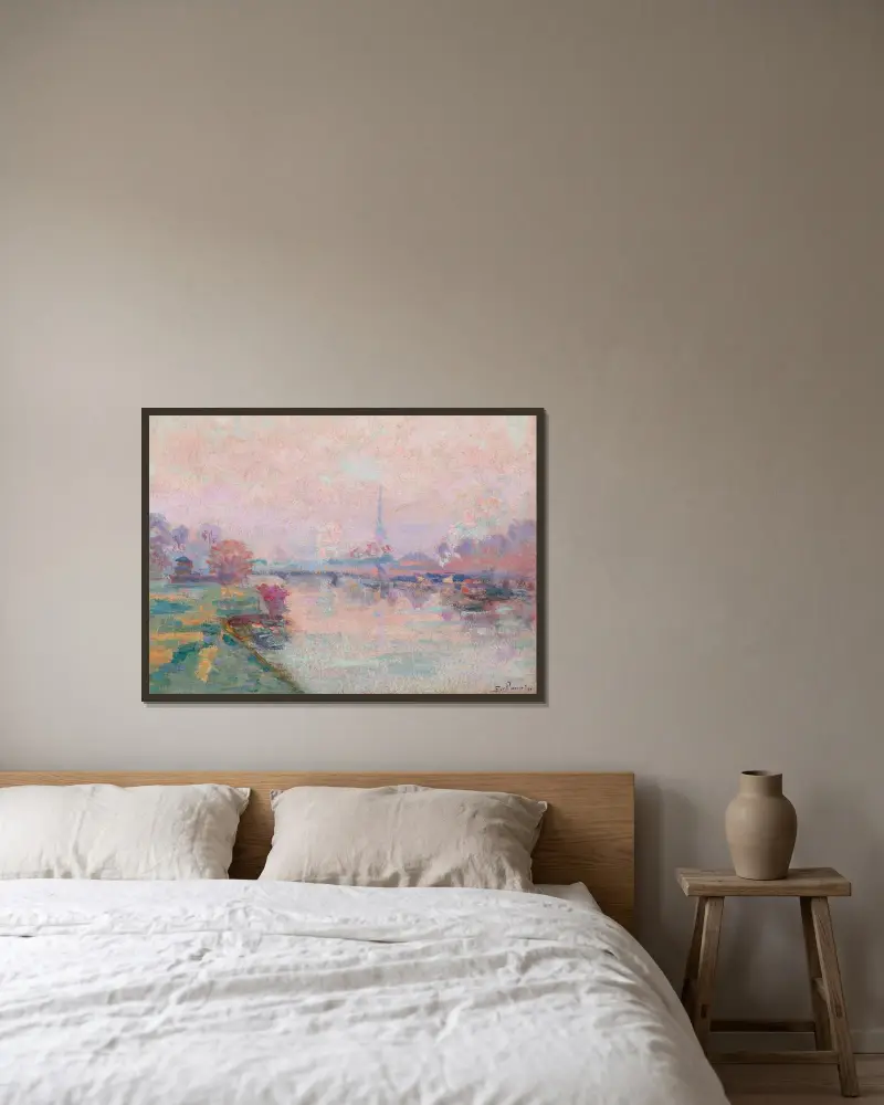 Eiffeltornet i Paris av Armand Guillaumin inramad på en vägg