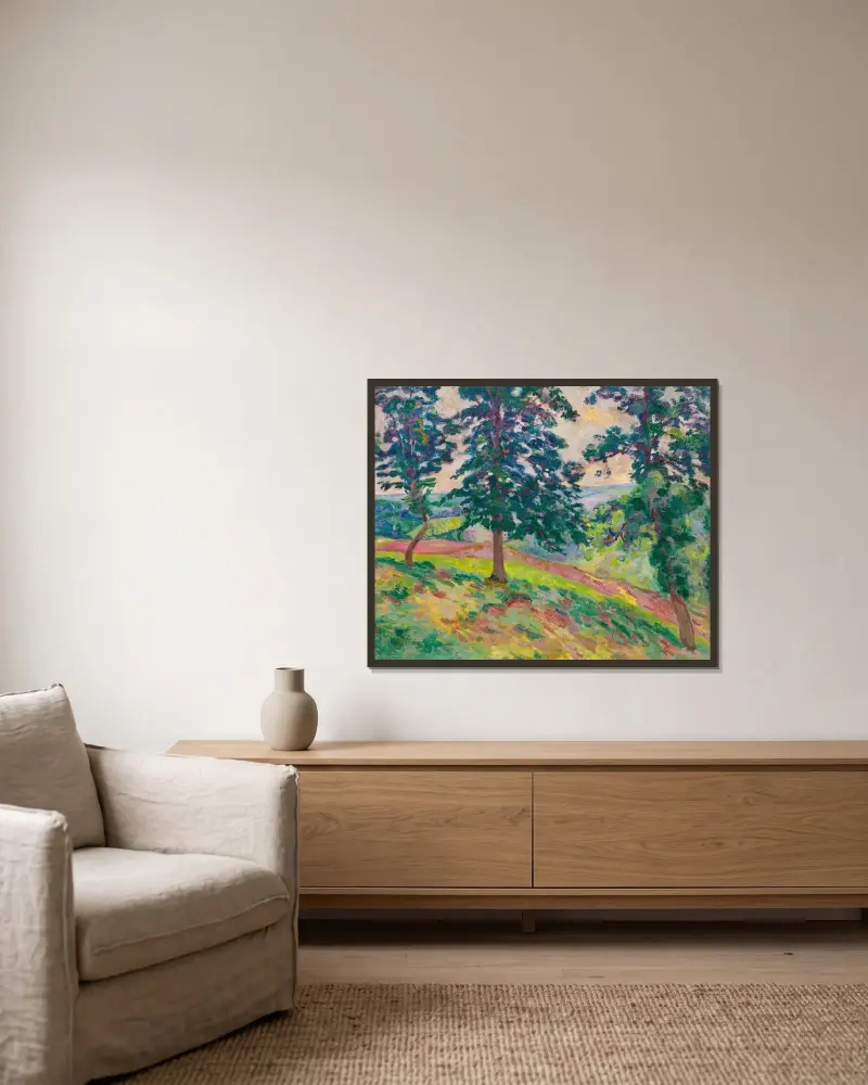 Crevusedalen av Armand Guillaumin inramad på en vägg