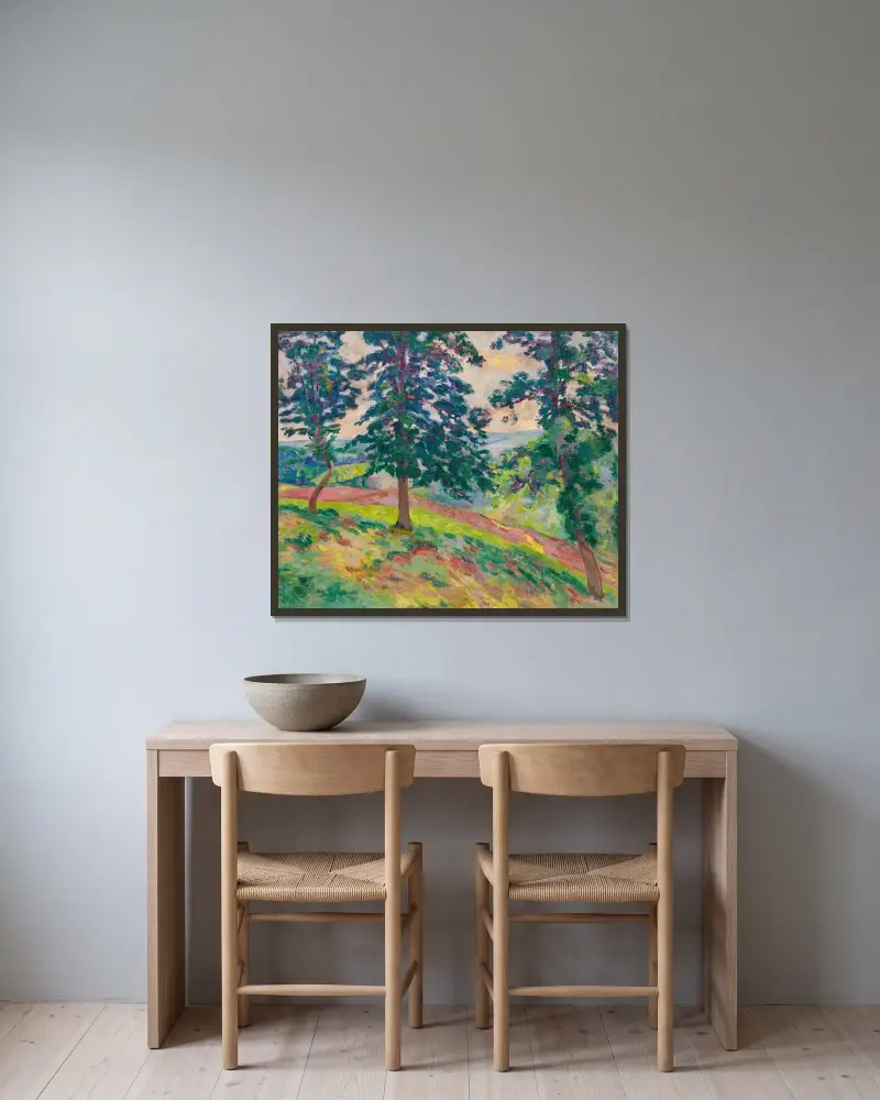 Crevusedalen av Armand Guillaumin inramad på en vägg