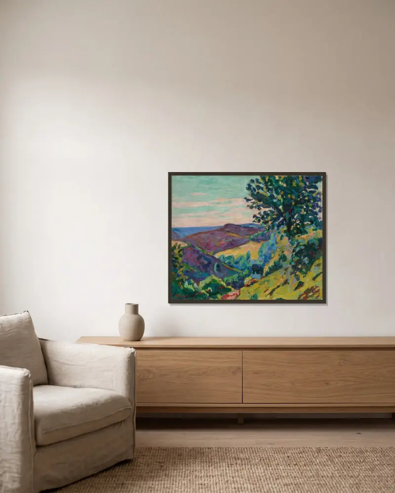 Le Puy Barriou, Crozant av Armand Guillaumin inramad på en vägg