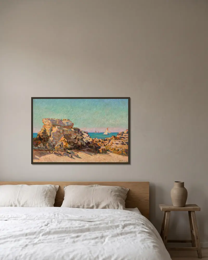 Klippan Platin i Saint-Palais av Armand Guillaumin inramad på en vägg