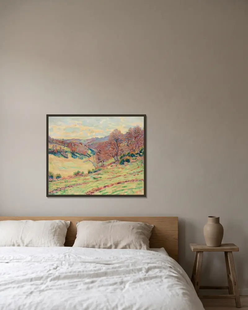 Stora droppar, kvällen av Armand Guillaumin inramad på en vägg