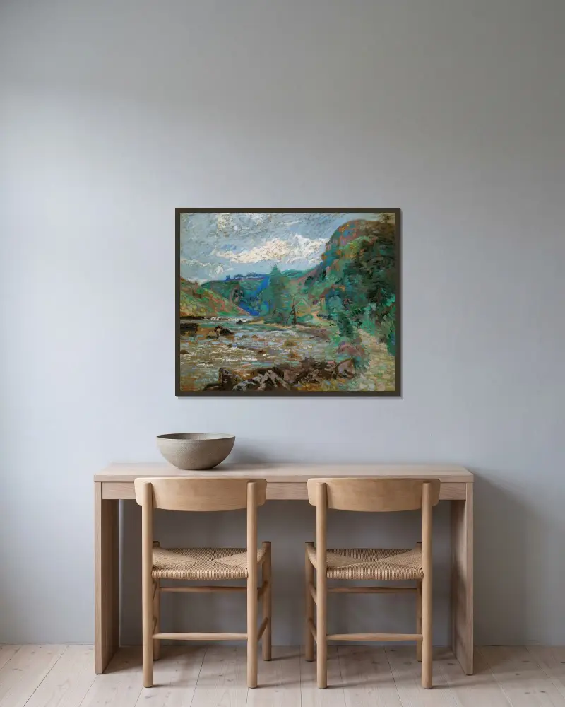 Moulin Bouchardon, Crozant av Armand Guillaumin inramad på en vägg