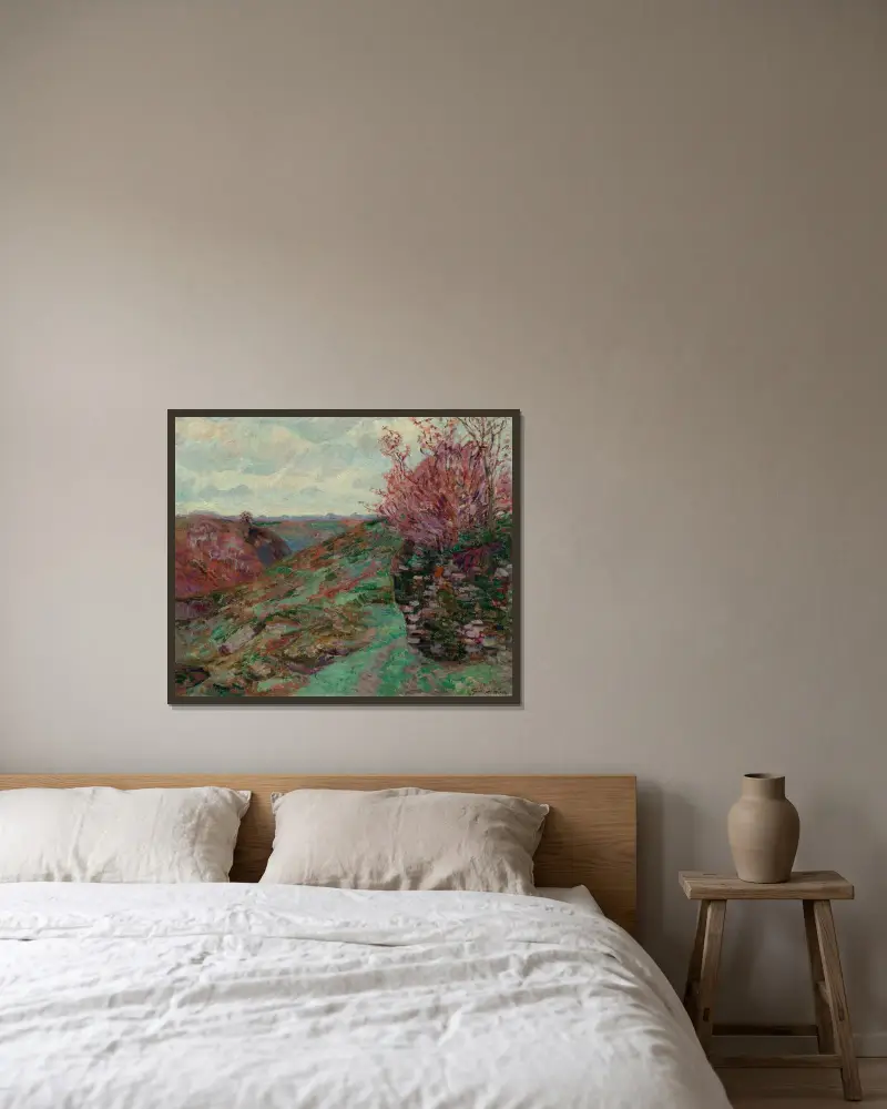 Landskap av Armand Guillaumin inramad på en vägg