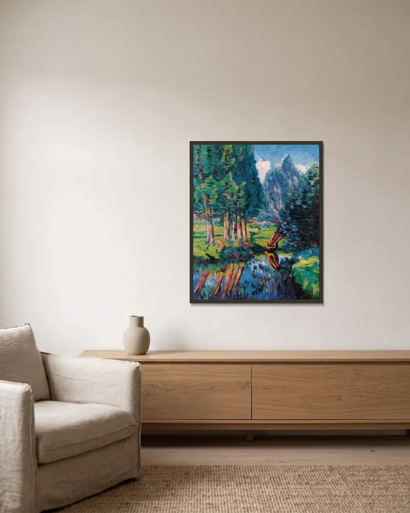 Landskap vid Breuillet av Armand Guillaumin inramad på en vägg