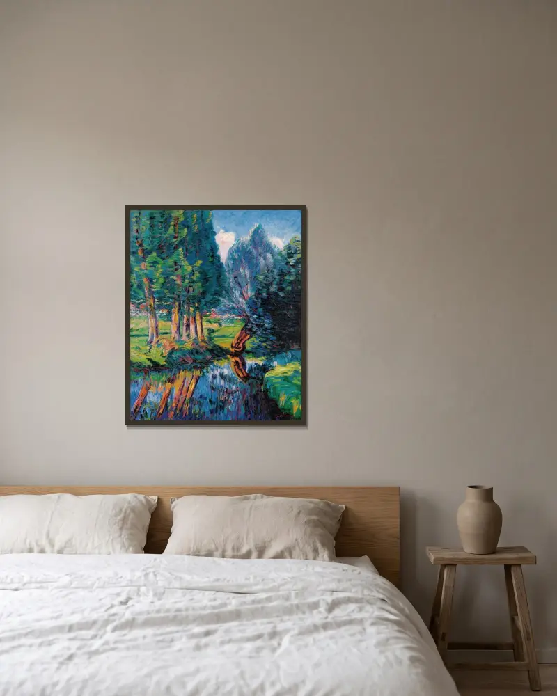 Landskap vid Breuillet av Armand Guillaumin inramad på en vägg