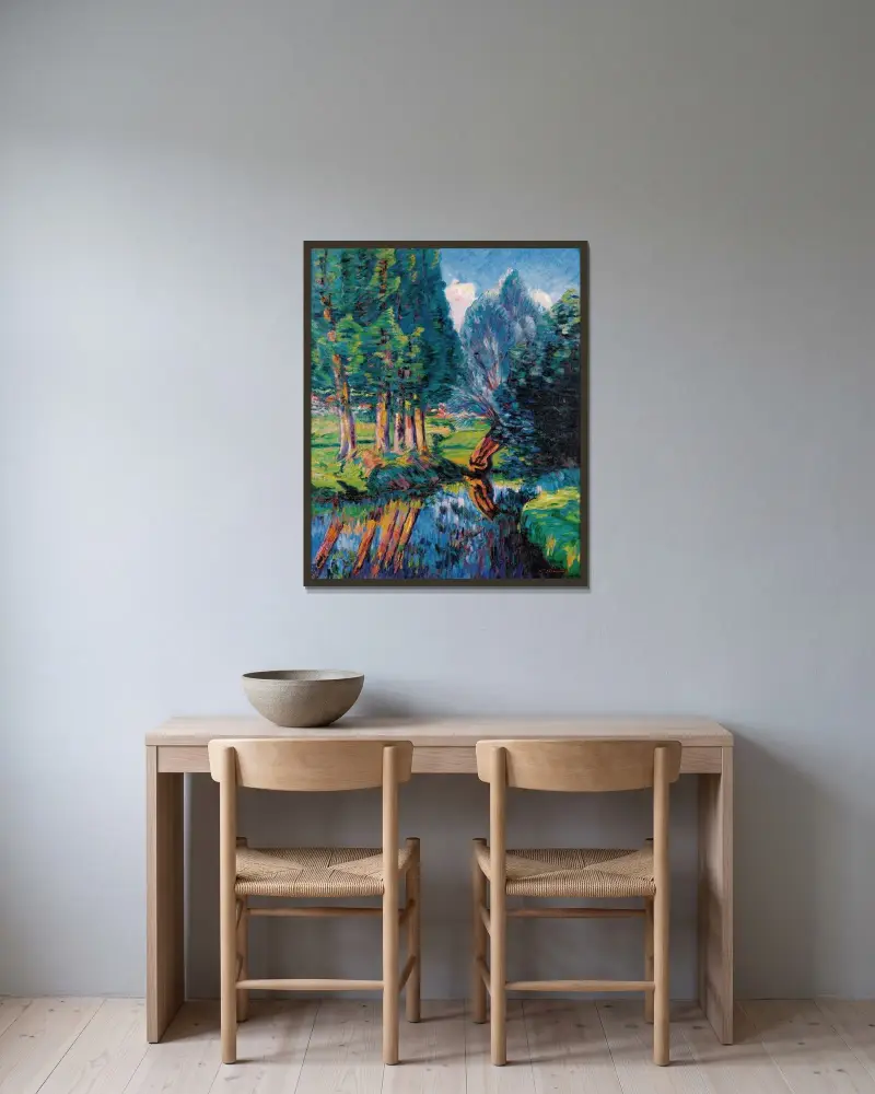 Landskap vid Breuillet av Armand Guillaumin inramad på en vägg
