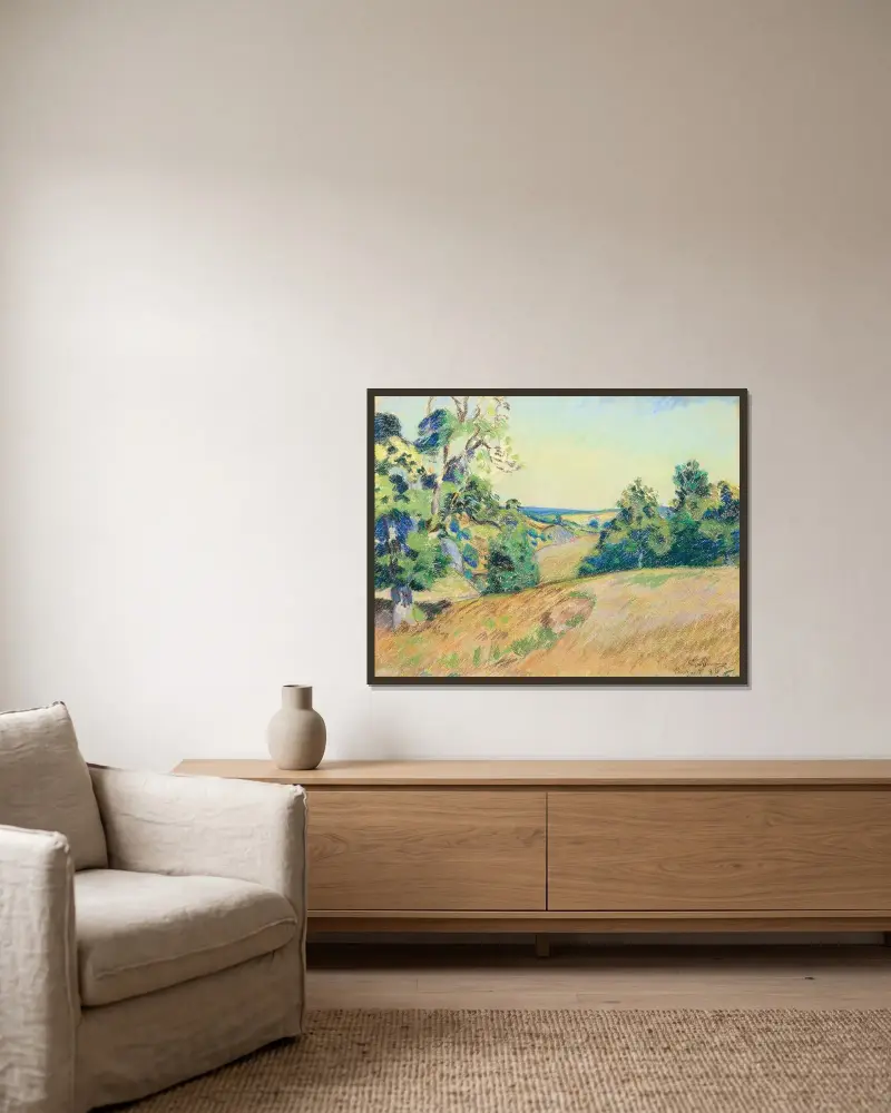 Landskap från Crozant av Armand Guillaumin inramad på en vägg