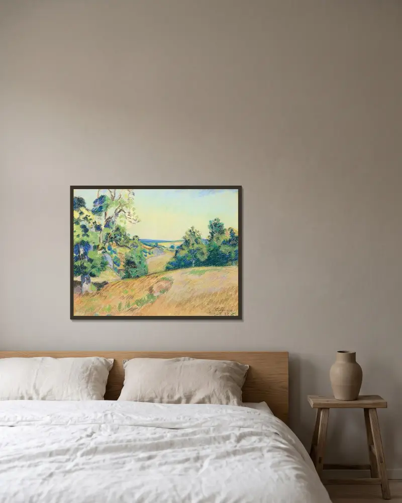 Landskap från Crozant av Armand Guillaumin inramad på en vägg