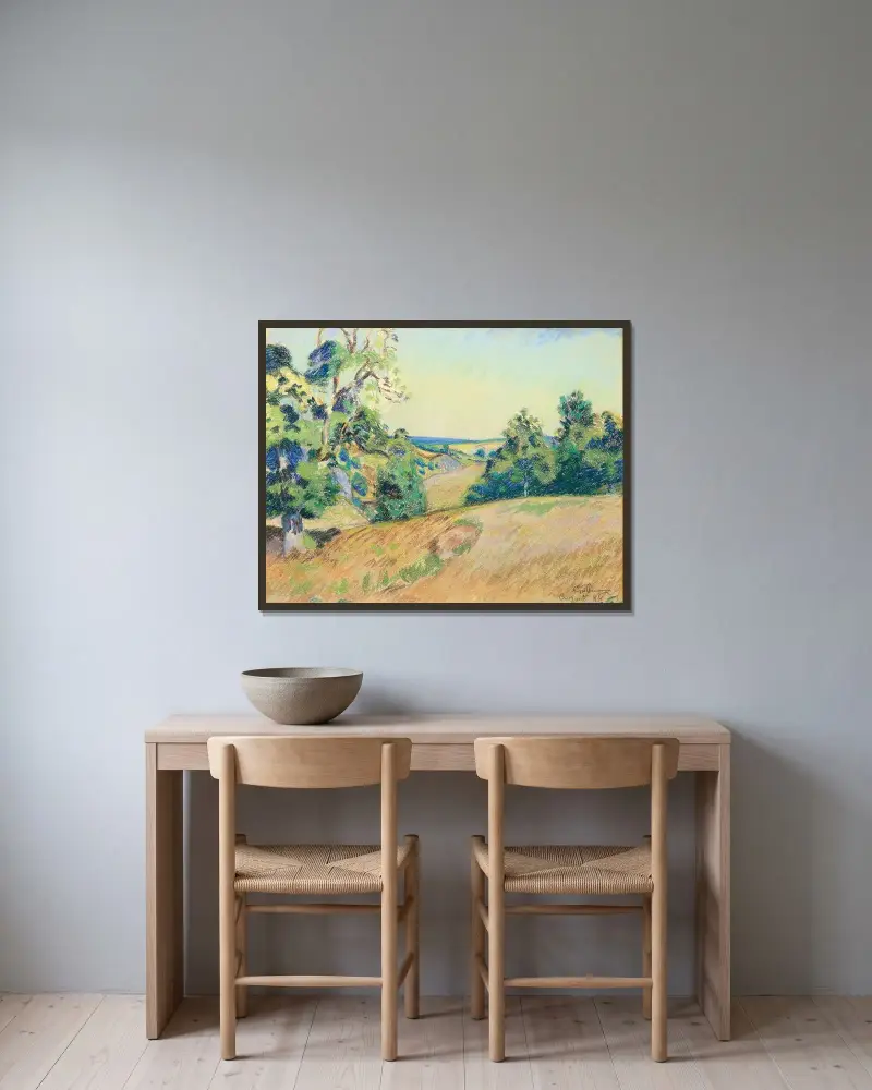 Landskap från Crozant av Armand Guillaumin inramad på en vägg