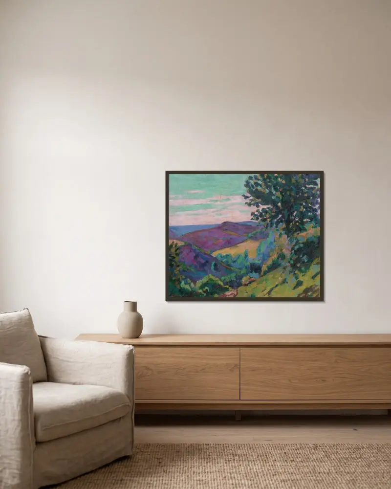 Landskap från Crozant av Armand Guillaumin inramad på en vägg