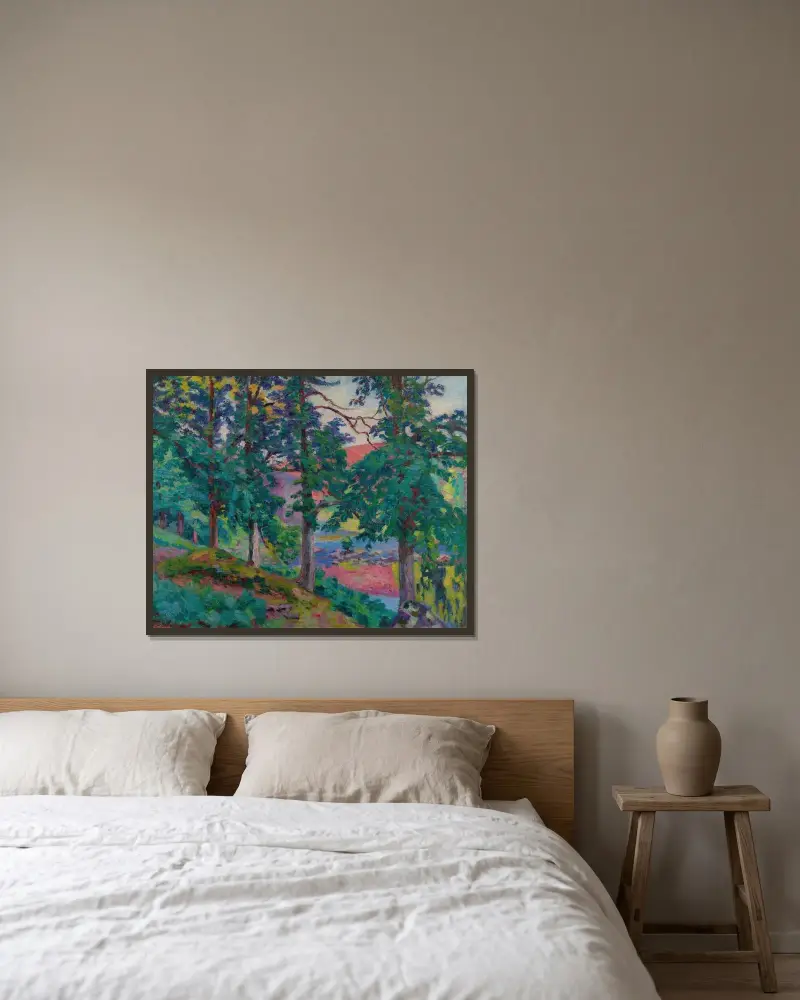 Landskap från Creuse av Armand Guillaumin inramad på en vägg