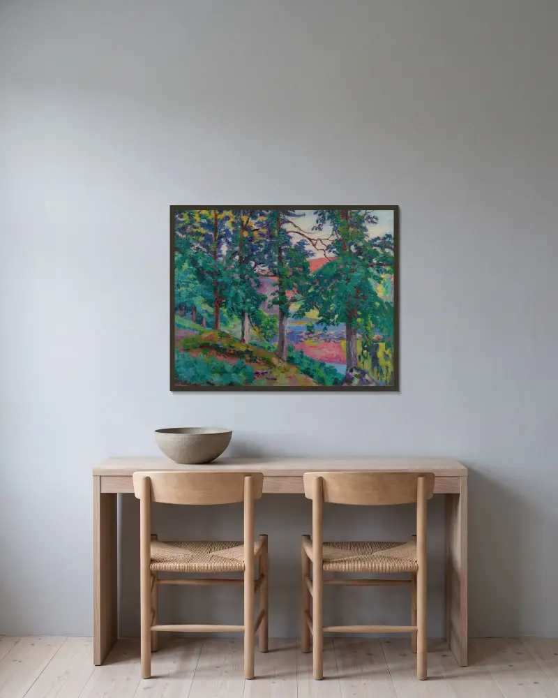Landskap från Creuse av Armand Guillaumin inramad på en vägg