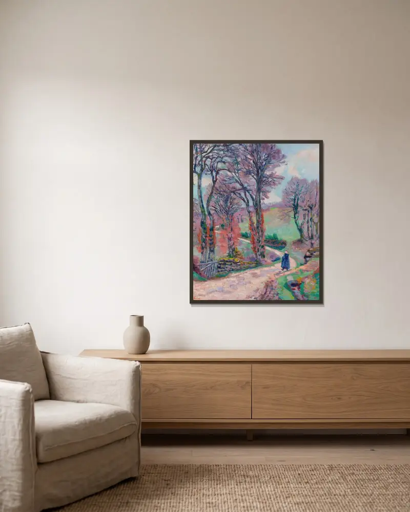 Landskap från Creuse av Armand Guillaumin inramad på en vägg