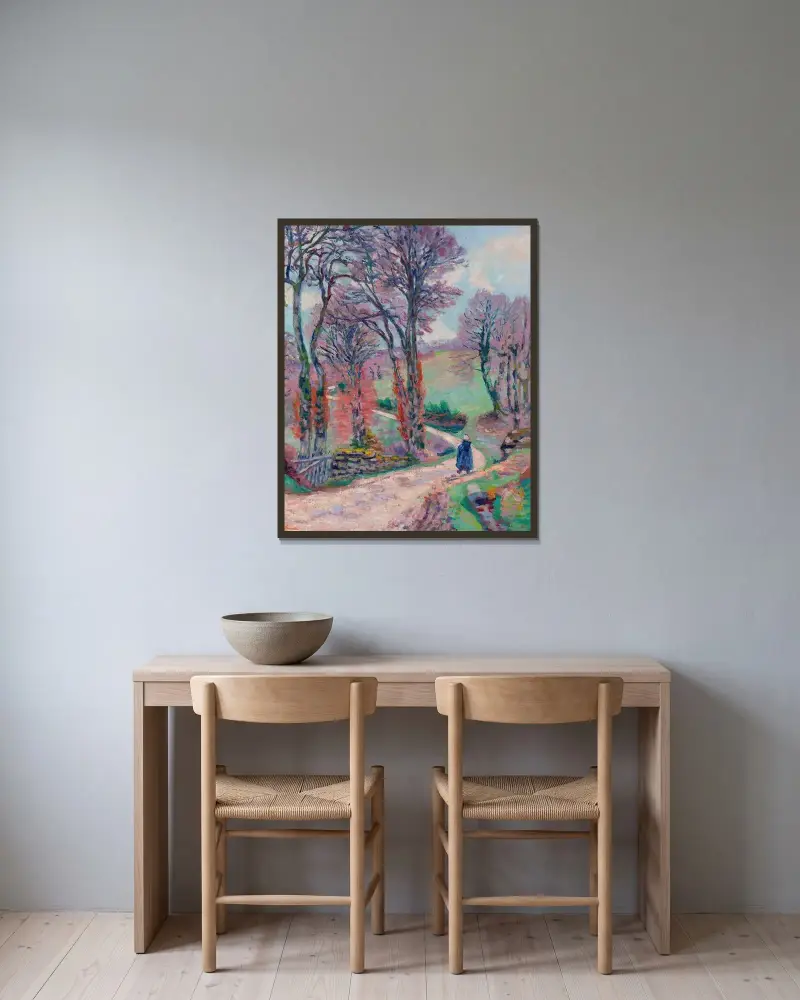 Landskap från Creuse av Armand Guillaumin inramad på en vägg