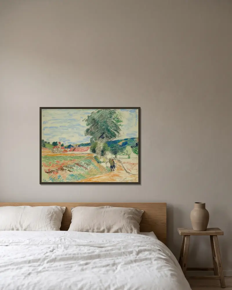 Landskap från Île-de-France av Armand Guillaumin inramad på en vägg