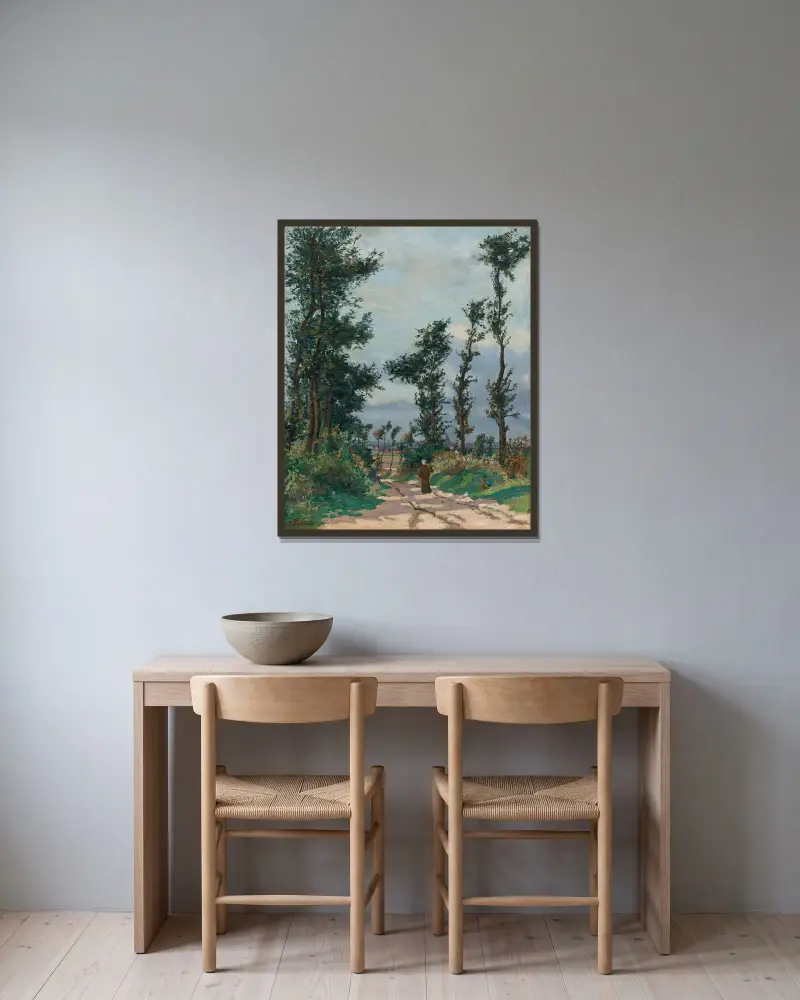 Landskap från Île-de-France av Armand Guillaumin inramad på en vägg
