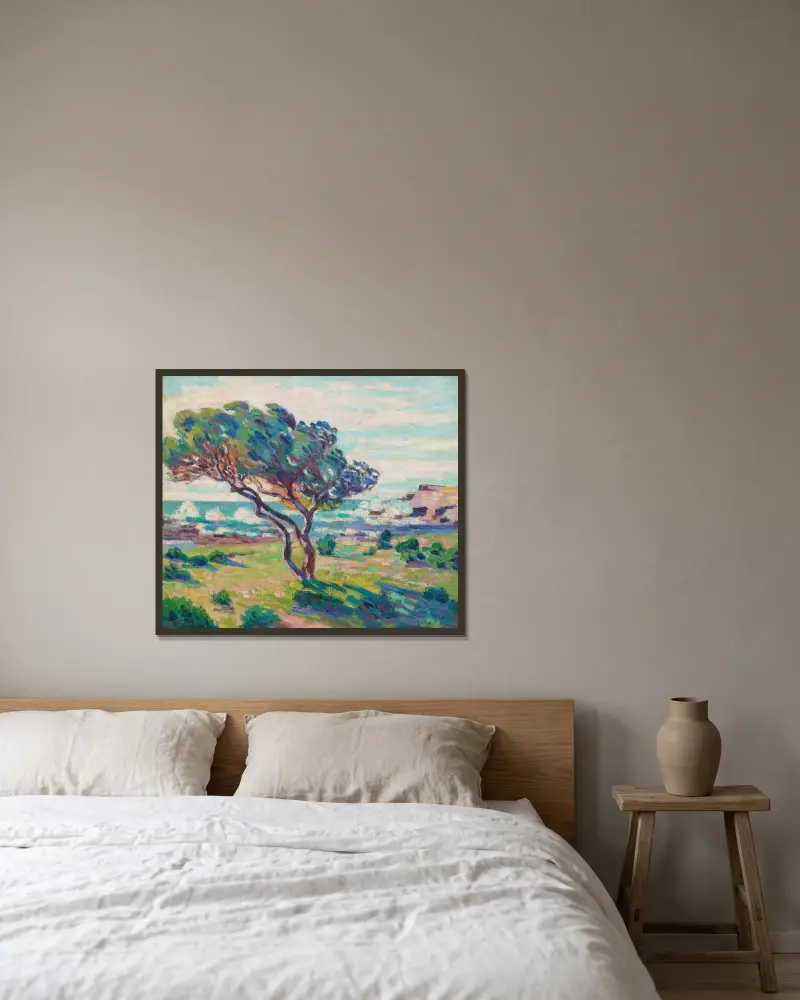Landskap från Midi, utsikt från Le Brusc av Armand Guillaumin inramad på en vägg