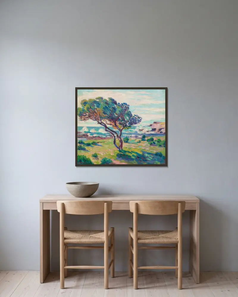 Landskap från Midi, utsikt från Le Brusc av Armand Guillaumin inramad på en vägg