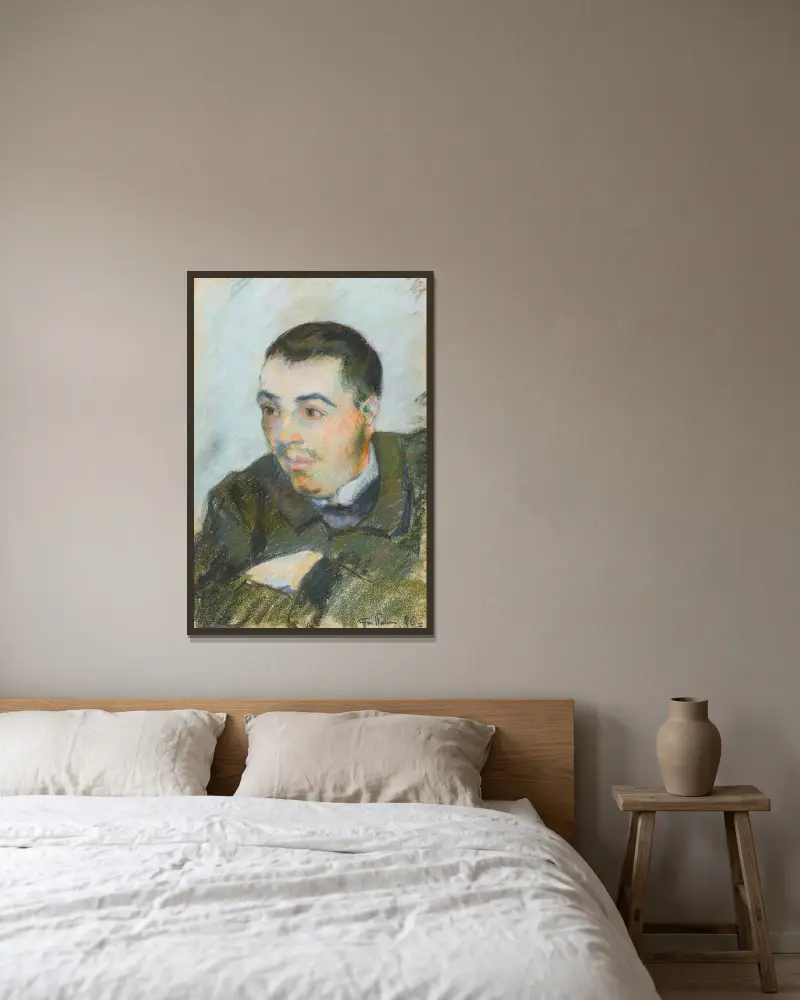 Porträtt av man av Armand Guillaumin inramad på en vägg