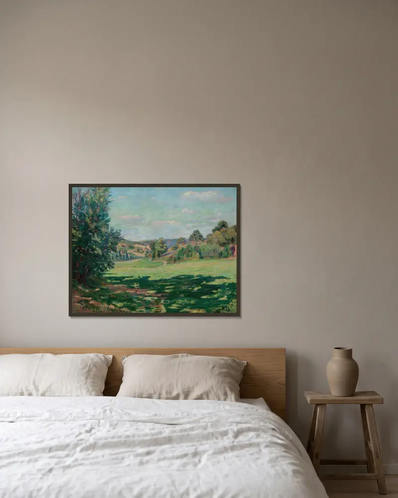 By på sluttningen, Chevreusedalen av Armand Guillaumin inramad på en vägg