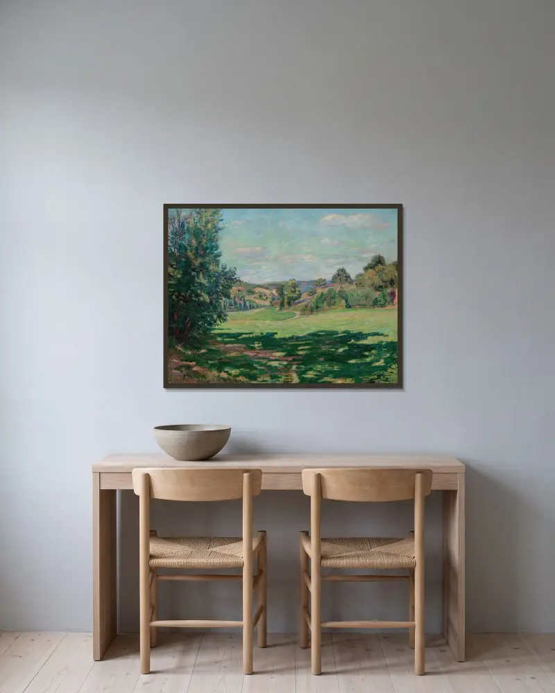 By på sluttningen, Chevreusedalen av Armand Guillaumin inramad på en vägg