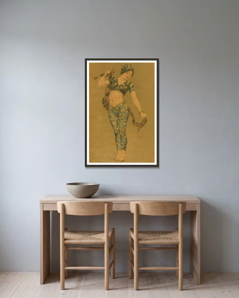 Ein Tänzer von Armand Rassenfosse gerahmt an einer Wand