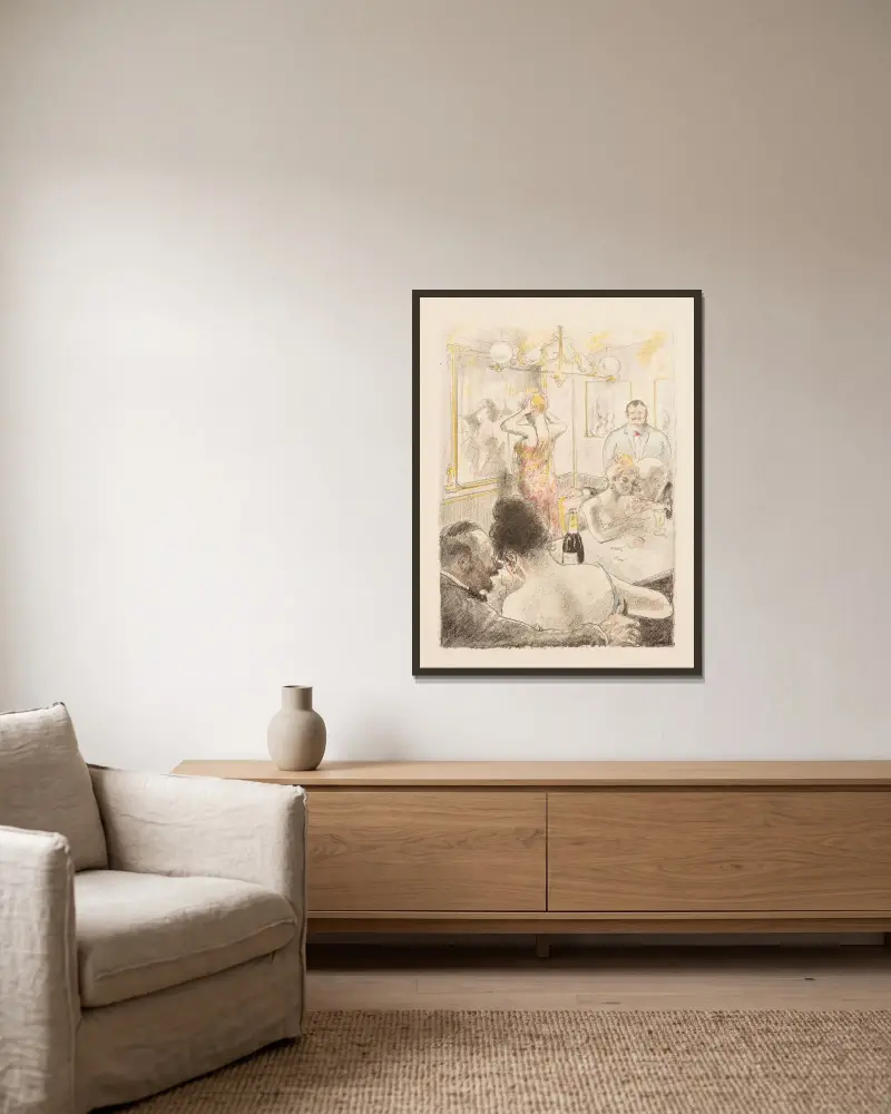 Au Beau Plafond av Armand Rassenfosse inramad på en vägg