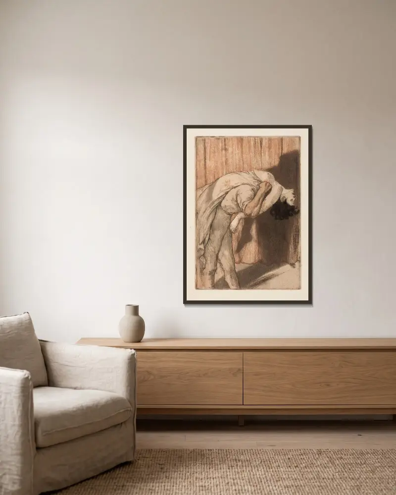 Illustration für Der karmesinrote Vorhang von Armand Rassenfosse gerahmt an einer Wand