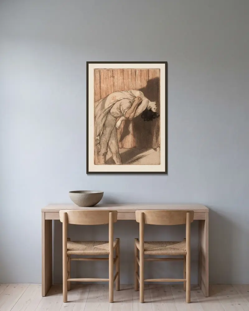 Illustration für Der karmesinrote Vorhang von Armand Rassenfosse gerahmt an einer Wand