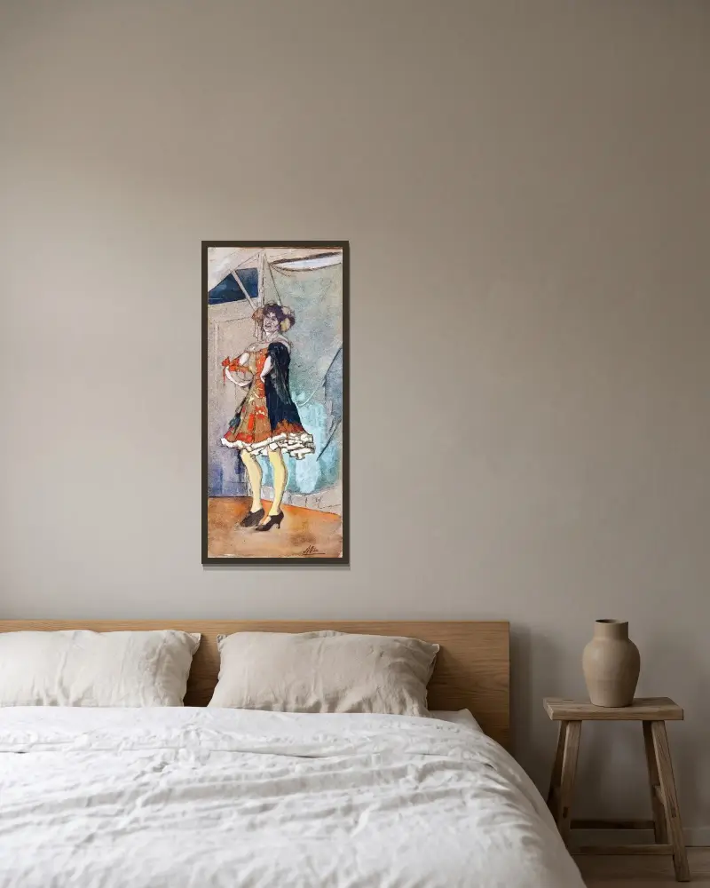 Auf der Bühne eines Wanderzirkus von Armand Rassenfosse gerahmt an einer Wand