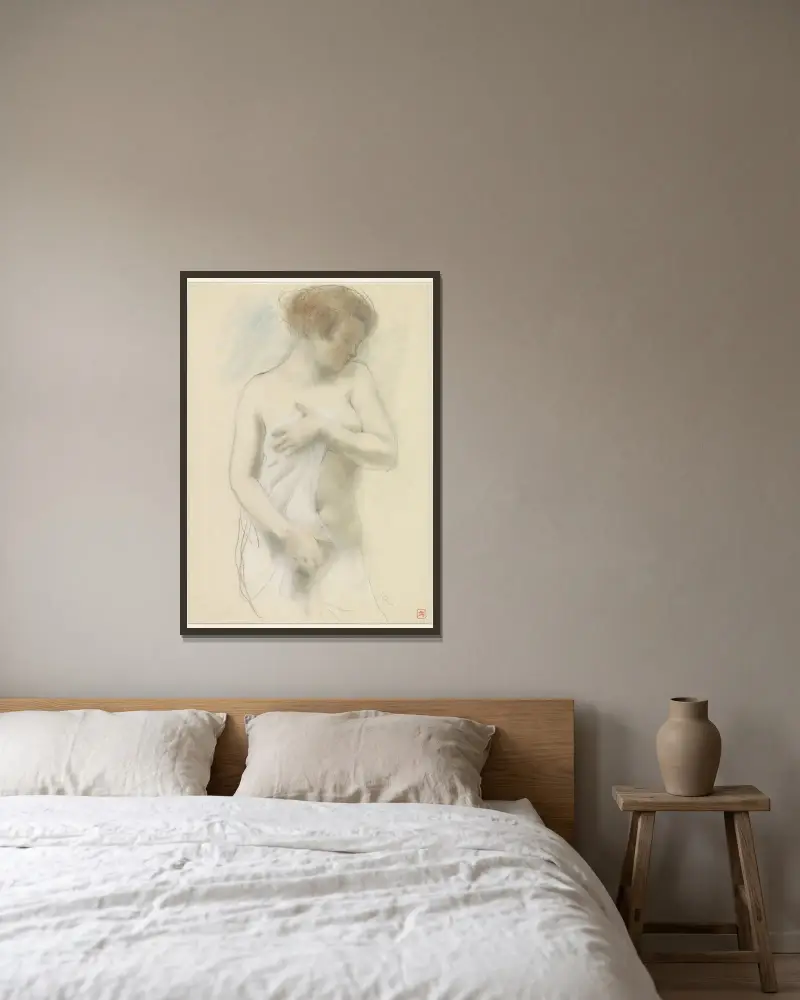 Standing naked woman av Armand Rassenfosse inramad på en vägg