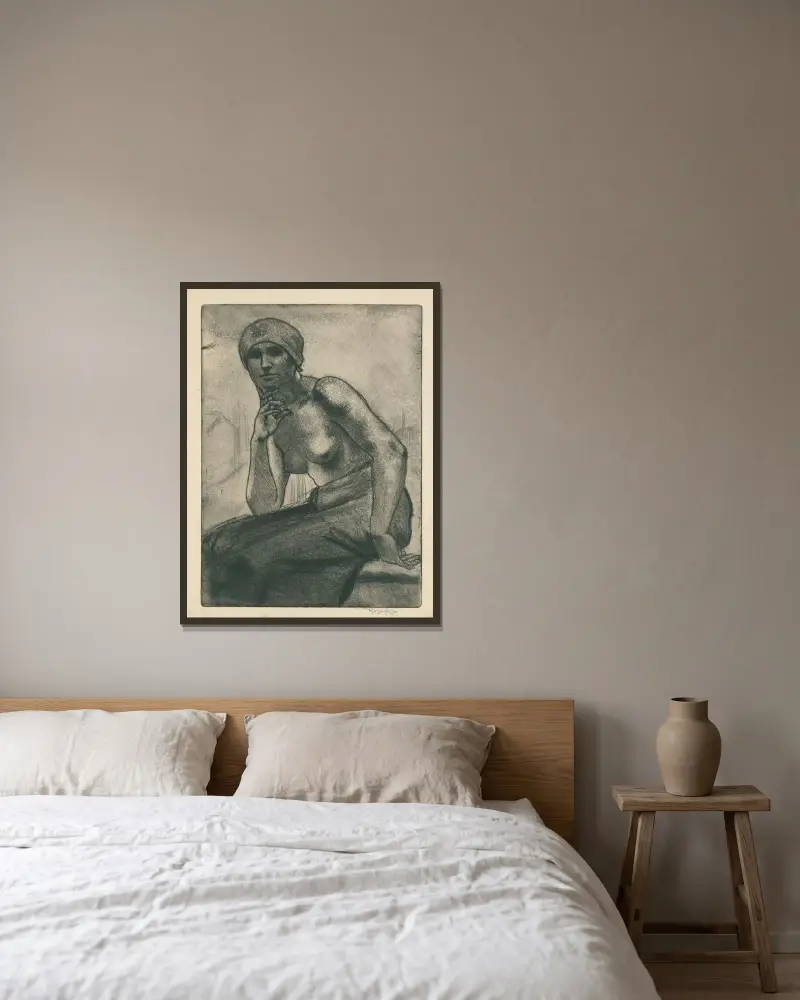 Studie voor een schilderij av Armand Rassenfosse inramad på en vägg