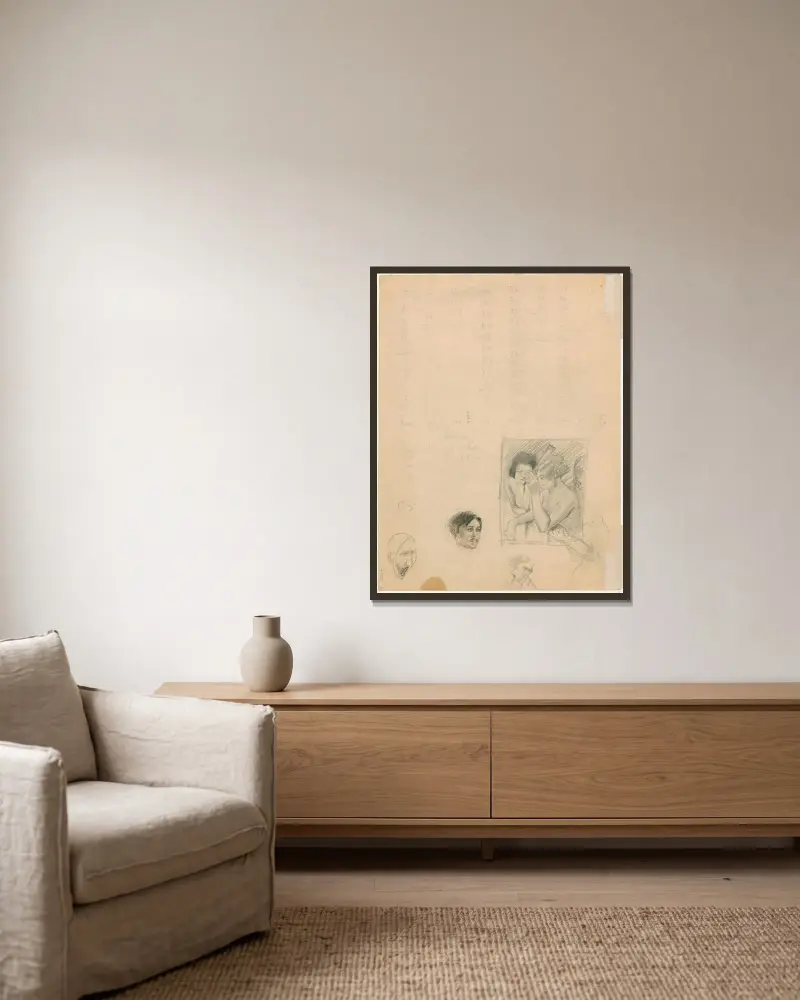 Studien von Armand Rassenfosse gerahmt an einer Wand