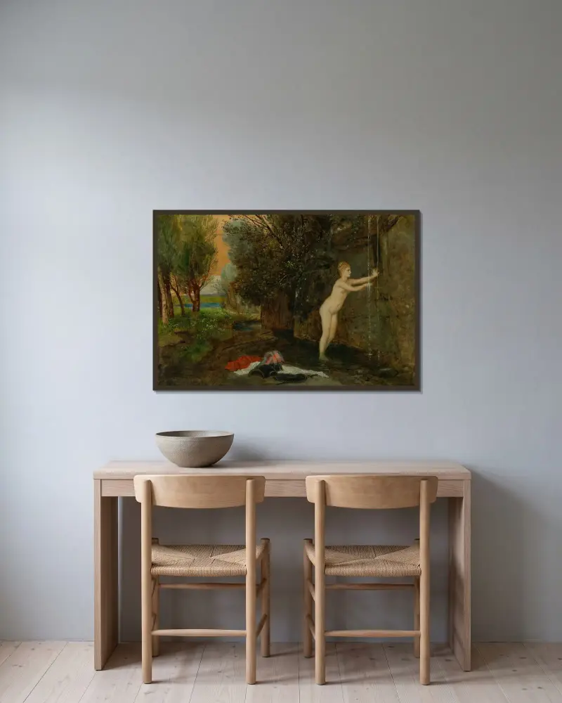 Am Quell von Arnold Böcklin gerahmt an einer Wand