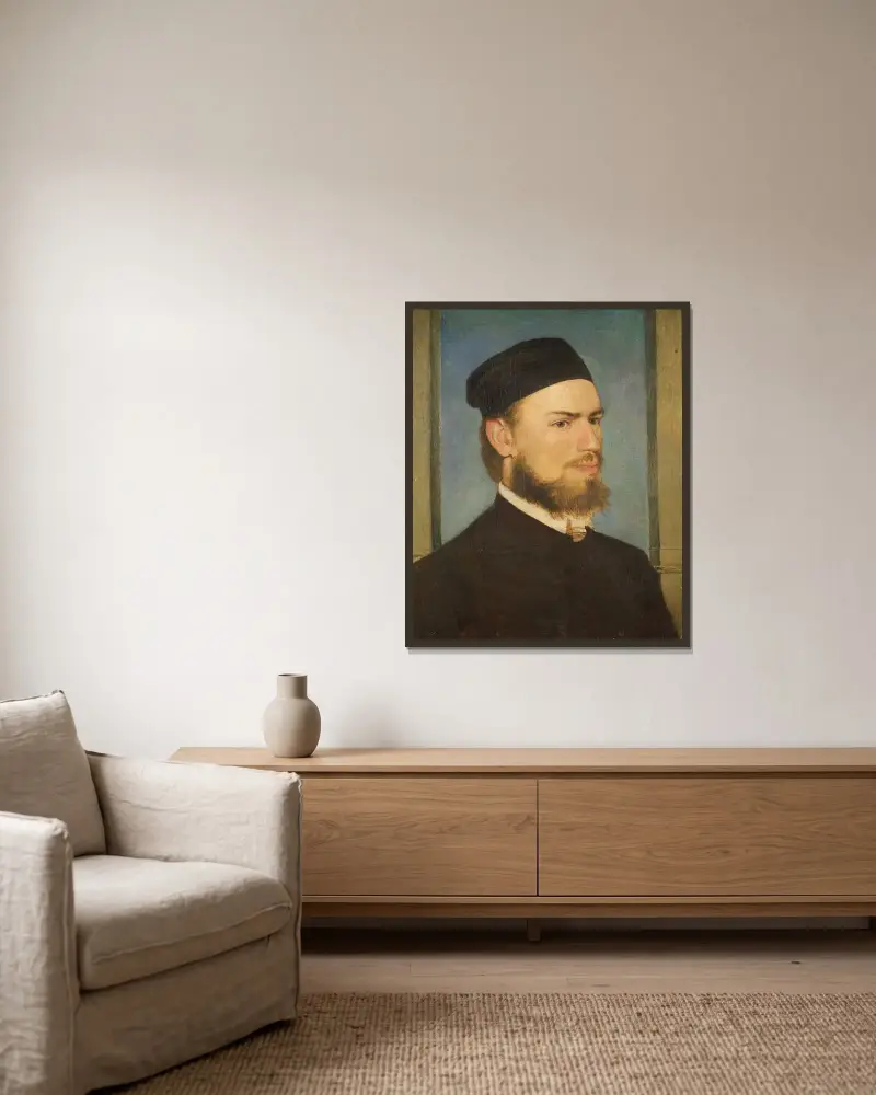 Målaren Franz von Lenbach av Arnold Böcklin inramad på en vägg