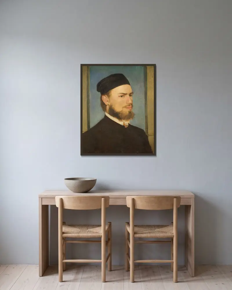 Målaren Franz von Lenbach av Arnold Böcklin inramad på en vägg