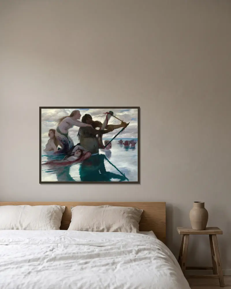 Im Meer von Arnold Böcklin gerahmt an einer Wand