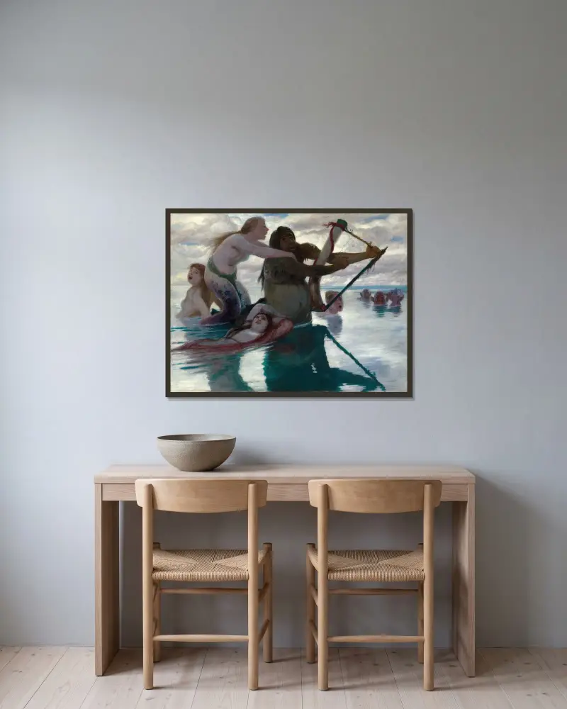 Im Meer von Arnold Böcklin gerahmt an einer Wand