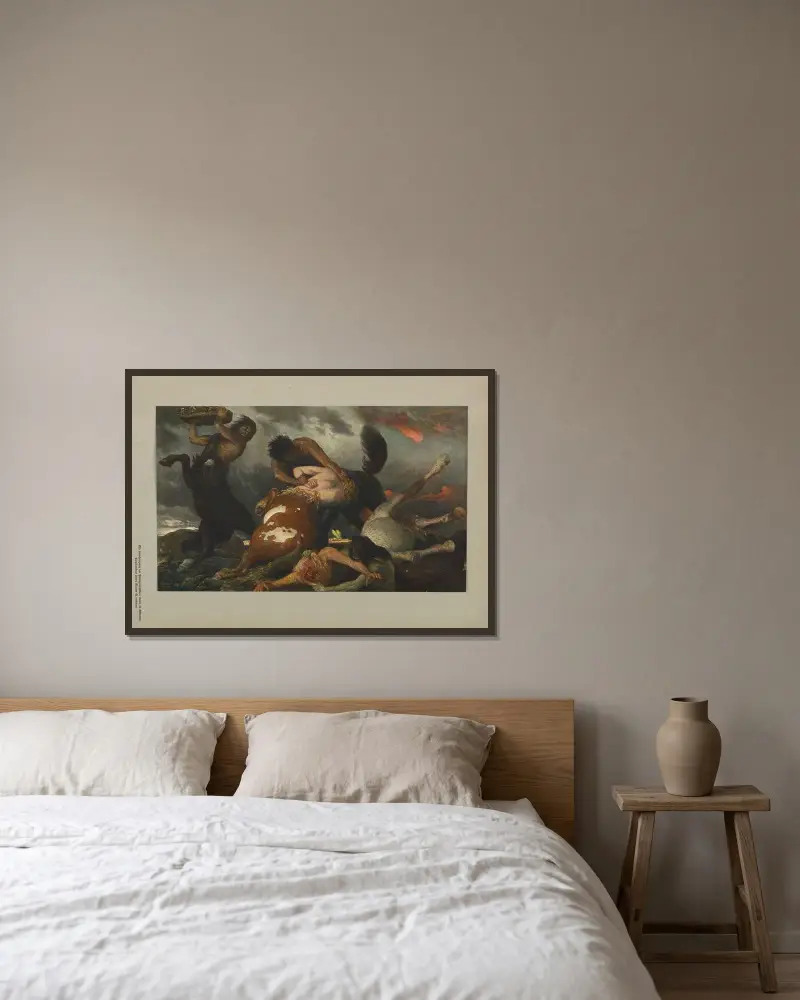 Kentaurenkampf av Arnold Böcklin inramad på en vägg