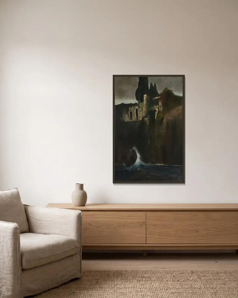 Landschaft – Nr. 1 von Arnold Böcklin gerahmt an einer Wand