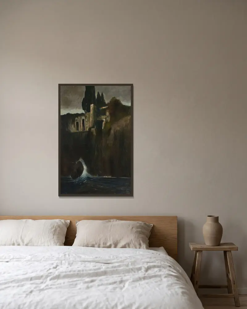 Landschaft – Nr. 1 von Arnold Böcklin gerahmt an einer Wand